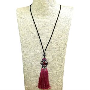 💖 Boho Geometric Cutout Pendant with Rhinestones